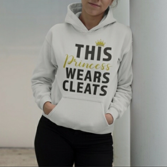 Princess Hoodie, This Princess Wears Cleats, Daughter Gift Hooded Sweat - Picture 1 of 6